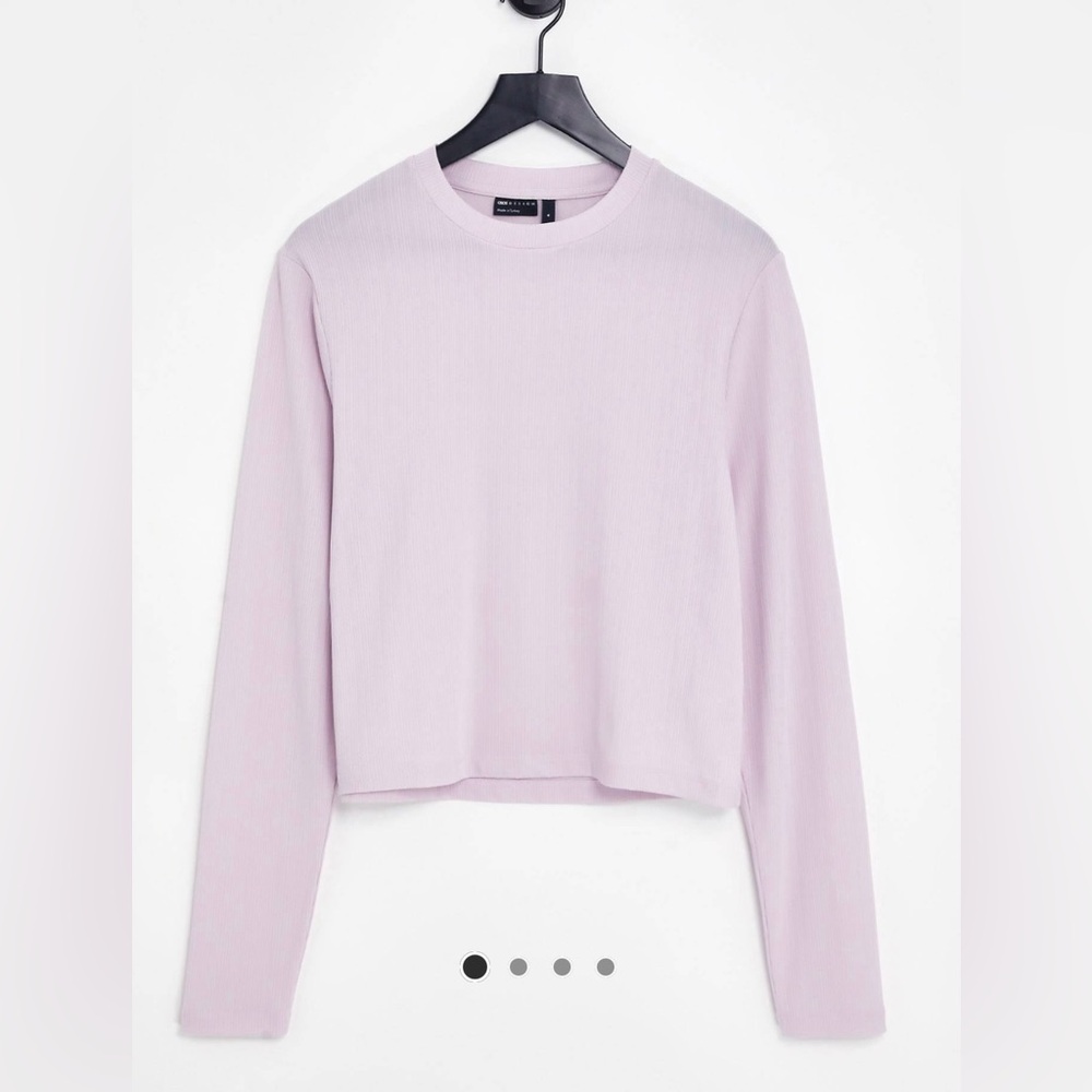 Muscle long sleeve cropped T-shirt in purple Rib